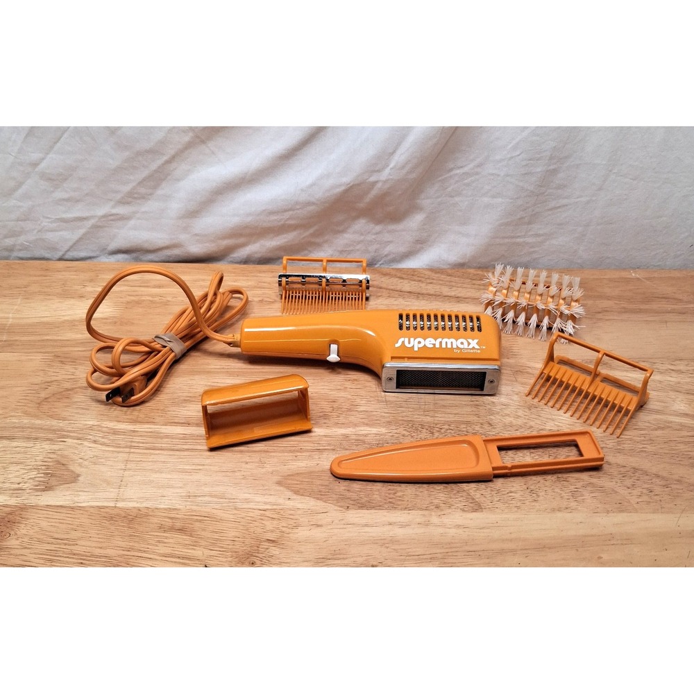 Gillette Supermax Hair Dryer and Attachment's Vintage Orange Hair Dryer MCM READ